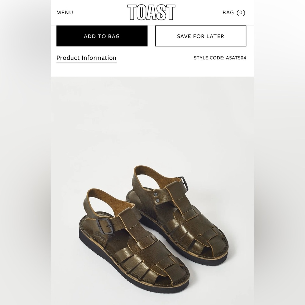 Brand-new Fracap Ola leather fisherman sandal in Olive 37